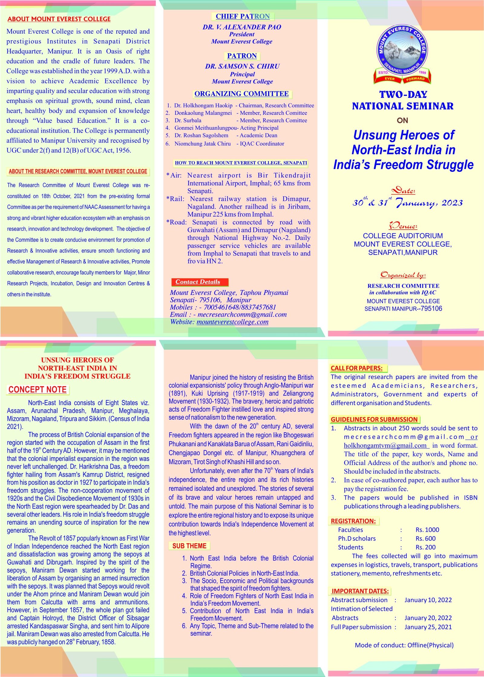 Registration for two days National Seminar